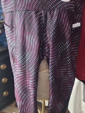 Xersion Black Leggings with Pink Spot Motif